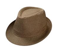 Chapeau de gangster pour homme et femme, Trilby Chapeau Fedora Unisexe Classique Panama Chapeau Snap Vintage Style Dress Chapeau Comhats Été Chapeau de Plage Chapeau Jazz Chapeau de Mariage, beige, L