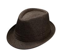 Chapeau de gangster pour homme et femme, Trilby Chapeau Fedora Unisexe Classique Panama Chapeau Snap Vintage Style Dress Chapeau Comhats Été Chapeau de Plage Chapeau Jazz Chapeau de Mariage, café, L
