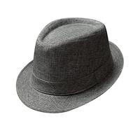 Chapeau de gangster pour homme et femme, Trilby Chapeau Fedora Unisexe Classique Panama Chapeau Snap Vintage Style Dress Chapeau Comhats Été Chapeau de Plage Chapeau Jazz Chapeau de Mariage, Gris