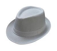 Chapeau de gangster pour homme et femme, Trilby Chapeau Fedora Unisexe Classique Panama Chapeau Snap Vintage Style Dress Chapeau Comhats Été Chapeau de Plage Chapeau Jazz Chapeau de Mariage, Blanc., L