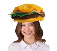 Chapeau de hamburger pour adultes - Costume de hamburger en peluche 3D - Chapeau amusant de restauration rapide pour Halloween, fêtes à thème, cosplay et événements