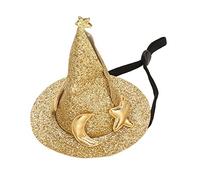 Chapeau de Hamster en Peluche Courte Premium, Lune et Motif étoile, Sangle Réglable, pour Les Petits Animaux, Décoration pour Animaux de Compagnie, Fait Feutre avec Crochet et Boucle, adapté aux