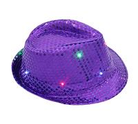 Chapeau de jazz à paillettes avec LED - Accessoires de performance - Chapeau de cowboy - Chapeau bob 2, violet, Taille unique
