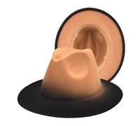 Chapeau de jazz dégradé de couleur pour femmes Mode chapeau haut de gamme en laine chapeau d'extérieur pour homme visière léopard visière enroulable, beige, Taille unique