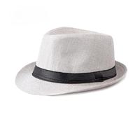 Chapeau de Jazz en Lin for Hommes et Femmes, Chapeau Protection Solaire Plein air, Printemps été pour événements Officiels et Mariages(Light Grey)