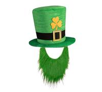 Chapeau de jour de la St Patrick,chapeau haut de forme irlandais en velours vert foncé trèfle en velours pour fête, costume, festival irlandais pour homme et femme (F-Festival de San Patrick)