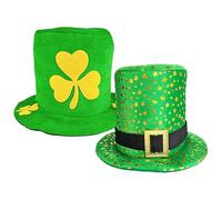 Chapeau De La Saint-Patrick - Chapeau Haut De Gamme Avec Boucle Et Trèfle D'or | Chapeaux Supérieurs Avec Trèfle À Collier Long Collier Irish Badge Et 3 Blover Bracelet | Accessoire De Costume De