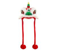 Chapeau de lion chinois | 2024 Lion Dance Chapeau pour animal de compagnie | Coupe réglable Little Lion Chapeau pour accessoires de photographie, mariages, fêtes d'Halloween, anniversaires, Nouvel An