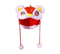 Chapeau de lion en peluche pour chats et chiens - Chapeau de costume de lion chinois pour chiot - Joli petit chapeau pour Teddydogs