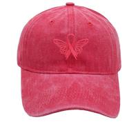 Chapeau de lutte contre le cancer du sein pour femme, brodé réglable Jot648, Rouge, Taille unique