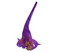 Chapeau de magicien coloré avec fleurs artificielles - Chapeau créatif de clocher de sorcière - Coiffe de fête - Cosplay Halloween - Violet - Cosplay - Figurine d'Atelier - Bandeau pour femme et