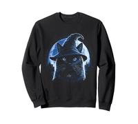 Chapeau de Magicien d'halloween pour Chat Noir avec Lune effrayante sorcière Sweatshirt