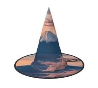 Chapeau de magicien japonais imprimé paysage du Mont Fuji pour carnaval | Accessoire de costume polyvalent pour fêtes à thème