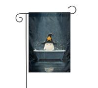 Chapeau de magicien noir mignon fantôme dans la baignoire drapeau de jardin 30 x 45 cm vertical double face ferme vacances décorations extérieures drapeau de cour