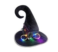 Chapeau de magicien noir pour Halloween, chapeau de sorcière lumineux à DEL, accessoires de costume de magicien pour bal masqué, fête, accessoires de cosplay, accessoire de costume