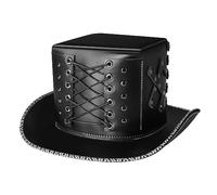 Chapeau de magicien vintage avec rivets - Costume Cosplay Halloween - Fournitures de fête - Gentleman Ringmaste - Jeu de rôle - Pour homme et femme - En polyuréthane