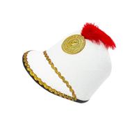 Chapeau de Marche - Casquette de défilé en tissu robuste de 56 cm, Sangle d'ajustement sûre réglable, Chapeau classique uniforme avec porte-drapeau à plumes | Accessoires de costume de scène pour