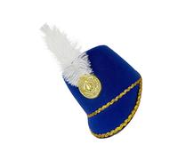 Chapeau de Marche - Casquette de défilé en tissu robuste de 56 cm, Sangle d'ajustement sûre réglable, Chapeau classique uniforme avec porte-drapeau à plumes | Accessoires de costume de scène pour