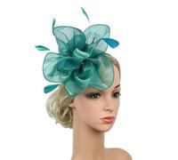 Chapeau De Mariage Bandeau en maille fleurie plumes de mariage for cocktail, thé, fête, chapeaux fascinateurs(Green)