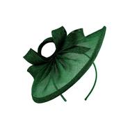 Chapeau De Mariage Chapeau bibi élégant avec nœud papillon et serre-tête, décoratif, anti-chute, style rétro, imitation lin, for mariée(Deep green)