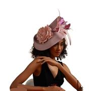 Chapeau De Mariage Chapeau bibi fantaisie en plumes de papillon, coiffe florale multicolore for fête du thé, chapeau haut forme for femme(Nude Pink)