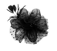 Chapeau De Mariage Chapeau fascinateur de fête en maille avec plumes et fleurs décoratives, coiffure mariage, fausses perles, accessoires for cheveux mariée(Black)
