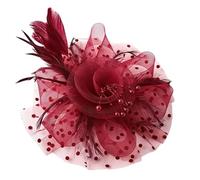 Chapeau De Mariage Chapeau fascinateur de fête en maille avec plumes et fleurs décoratives, coiffure mariage, fausses perles, accessoires for cheveux mariée(Color9)