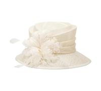 Chapeau De Mariage Chapeau melon élégant for femme avec plumes de fleurs, idéal for un mariage, cocktail, goûter ou une visière(Cream Colour)