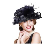 Chapeau De Mariage Chapeau melon noir de luxe for femme, élégant, en plumes, for mariage, soirée, cocktail(BLUE)