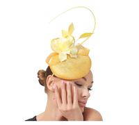 Chapeau De Mariage Charmant chapeau de mariage for femme, chapellerie, plumes, fleurs, fascinateurs, bandeau for dames, fête, thé, dîner, coiffe(Yellow)
