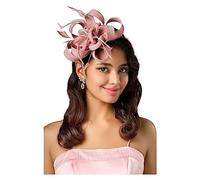 Chapeau De Mariage Élégant Femmes Fleur Fascinateurs Bandeau Chapeau Mariage Cocktail Plumes Ruban Thé Fête Fascinateur Chapeaux(Nude)