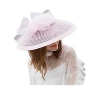 Chapeau De Mariage Élégant Kentucky Tea Party Fascinators Blanc Mariages Chapeaux for Femmes Large Bord Fedora Dames Église Robe(Pink)