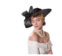 Chapeau De Mariage Élégant Kentucky Tea Party Fascinators Blanc Mariages Chapeaux for Femmes Large Bord Fedora Dames Église Robe(Black)