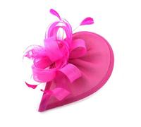 Chapeau De Mariage Fascinators Plume Mariage Goutte Chapeau Fleur Mariée Cocktail Thé Fête Chapeaux Femmes Bandeau Accessoire Cheveux(Rose red)