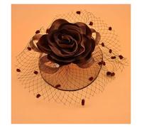 Chapeau De Mariage Femmes Mesh Fascinator Cocktail Tea Party Chapeau Fille Cheveux Accessoires Mode Mariage Église Chapeaux avec Voile Fleur Pois(Coffee)