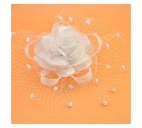 Chapeau De Mariage Femmes Mesh Fascinator Cocktail Tea Party Chapeau Fille Cheveux Accessoires Mode Mariage Église Chapeaux avec Voile Fleur Pois(White)