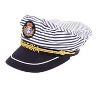Chapeau de Marin Bleu Rayé Coton Célébration Halloween | Style Marin, Lettres Venezia Imprimées, Look Nautique Léger, pour Quotidienne et Cosplay Marin