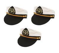 Chapeau de marin pour enfant - Accessoire de déguisement - Chapeau de capitaine/officier de marine en satin avec motif et bord doré (6 chapeaux)