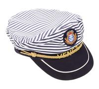 Chapeau de Marinier Bleu Rayé, Réglable, Coton, Adultes Ambiance Halloween | Léger et Portable, Lettres Venezia Imprimées, pour Tenue Quotidienne et Décoration, Style Cosplay