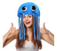 Chapeau de Méduse - Couvre-Chef de Costume Fait à la Main pour Fête, Taille Adulte (Bleu)