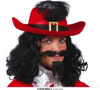 Chapeau de mousquetaire Carnaval Chapeau rouge Bandits Costume d'aventure Décoration Plume Accessoire Accent noir Foulard en cuir synthétique Fête de carnaval, Couleur : Rouge