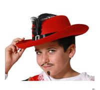 Chapeau mousquetaire plume 110606 couleur rouge G