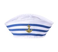 Chapeau de nautique - Chapeau de capitaine bleu et blanc pour costume, accessoire de fête sur yacht de mer, accessoire de cosplay, fête à thème, décoration nautique pour homme et femme, ensemble