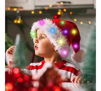 Chapeau de Noël à LED - Bonnet de Père Noëls lumineux en peluche, couvre-chef coloré alimenté par batterie, accessoires de cosplay de vacances festives | Fête de Noëls Célébration du Nouvel An Parade