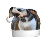 Chapeau de Noël adulte en peluche avec image de chien Husky YYHHAOFA avec toucher doux pour fête de Noël