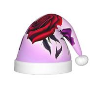 Chapeau de Noël avec roses rouges et violettes - Couvre-chef classique pour fête de Noël et Nouvel An - Parfait pour les fêtes de fin d'année, Halloween