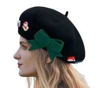 Chapeau de Noël, chapeau de béret d'hiver | Chapeau de peintre en laine de Noël, chapeau de béret décoratif, chapeau de laine d'hiver pour femmes pour les voyages