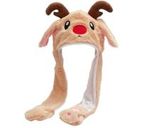 Chapeau de Noël, chapeau d'oreille en mouvement moelleux de taille gratuite Noël mignon dessin animé fou festif thermique hiver avec des cadeaux d'oreilles en mouvement pour les enfants, les adult