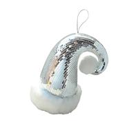 Chapeau de Noël disco étincelant en verre orné d'un chapeau de Père Noël à suspendre pour cheminées, décoration d'arbre
