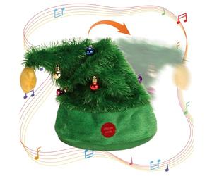 Chapeau de Noël électrique chant et danse chapeau de Noël Musical Swinging Swinging Cute et confortable chapeaux de père Noël pour le costume de fête de carnaval de Noël, chapeau d'arbre de Noël